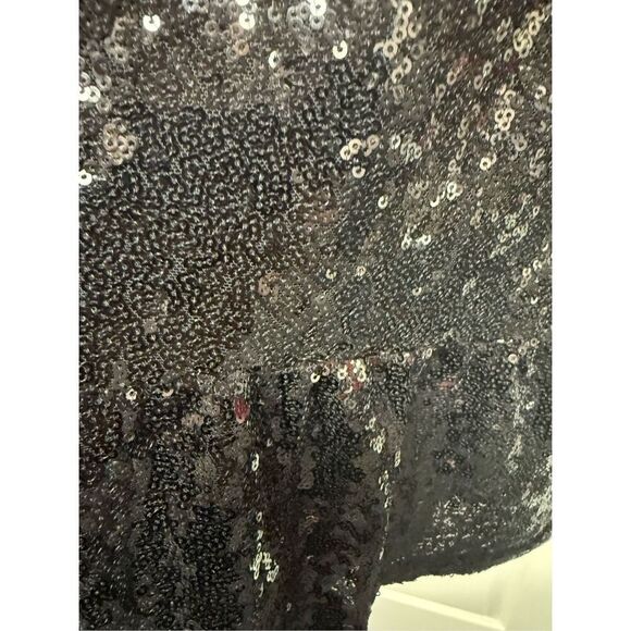 Crown & Ivy Black Tiered Sequin V-Neck Long Sleeve Dress sz XL EUC - Picture 3 of 11